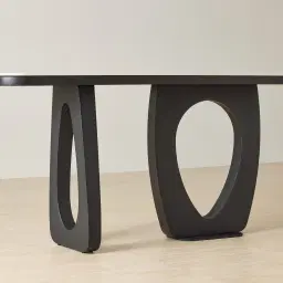 Aspen Matte Black Rounded Corners Console Table with White Sintered Stone Top