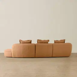 Spencer Terracotta Brown Nubuck Leather 3 Pieces Modular Sofa with Left Arm and Right Terminal