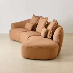 Spencer Terracotta Brown Nubuck Leather 3 Pieces Modular Sofa with Left Arm and Right Terminal