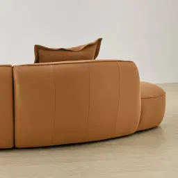 Spencer Terracotta Brown Nubuck Leather 3 Pieces Modular Sofa with Right Arm and Left Terminal