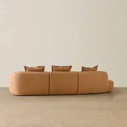 Spencer Terracotta Brown Nubuck Leather 3 Pieces Modular Sofa with Right Arm and Left Terminal