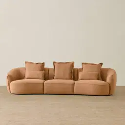 Spencer Terracotta Brown Nubuck Leather 3 Pieces Modular Sofa
