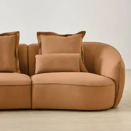 Spencer Terracotta Brown Nubuck Leather 2 Pieces Modular Sofa