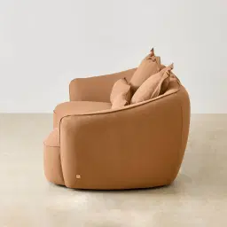 Spencer Terracotta Brown Nubuck Leather 2 Pieces Modular Sofa