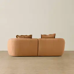 Spencer Terracotta Brown Nubuck Leather 2 Pieces Modular Sofa