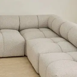 Quincy Slate Grey Fabric Modular Corner Sofa with Left Cuddler