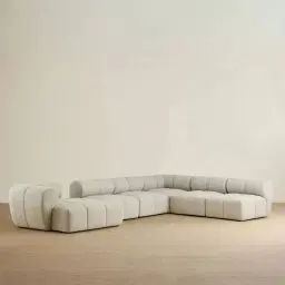 Quincy Slate Grey Fabric Modular Corner Sofa with Left Cuddler