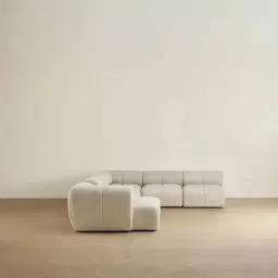 Quincy Slate Grey Fabric Modular Corner Sofa with Left Cuddler