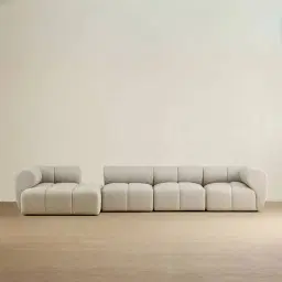 Quincy Slate Grey Fabric 4 Pieces Modular Sofa with Right Arm and Left Cuddler