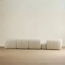 Quincy Slate Grey Fabric 4 Pieces Modular Sofa with Right Arm and Left Cuddler