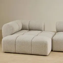 Quincy Slate Grey Fabric 4 Pieces Modular Sofa with Right Arm and Left Cuddler