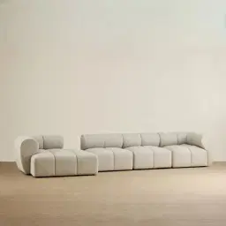 Quincy Slate Grey Fabric 4 Pieces Modular Sofa with Right Arm and Left Cuddler