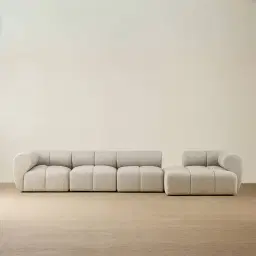 Quincy Slate Grey Fabric 4 Pieces Modular Sofa with Left Arm and Right Cuddler