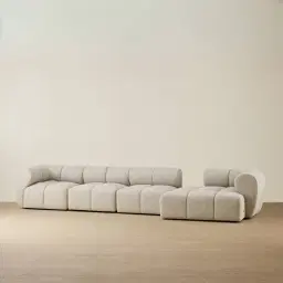 Quincy Slate Grey Fabric 4 Pieces Modular Sofa with Left Arm and Right Cuddler