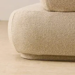 Elio Pearl Beige Fabric 3 Pieces Modular Sofa with Ottoman Table with Charger