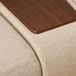 Elio Pearl Beige Fabric 3 Pieces Modular Sofa with Ottoman Table with Charger