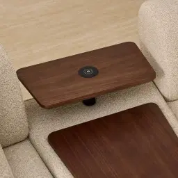 Elio Pearl Beige Fabric 3 Pieces Modular Sofa with Ottoman Table with Charger