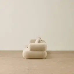 Elio Pearl Beige Fabric 3 Pieces Modular Sofa with Ottoman Table with Wooden Tray