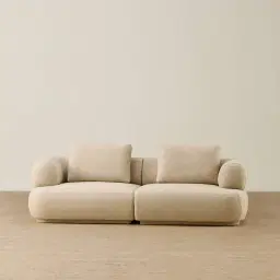 Elio Pearl Beige Fabric 2 Pieces Modular Sofa