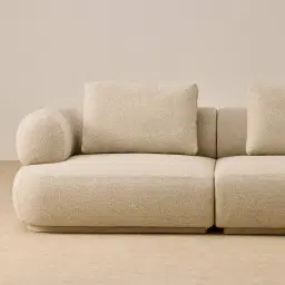 Elio Pearl Beige Fabric 2 Pieces Modular Sofa