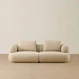 Elio Pearl Beige Fabric 2 Pieces Modular Sofa