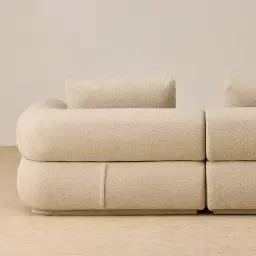 Elio Pearl Beige Fabric 2 Pieces Modular Sofa