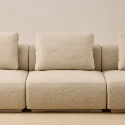 Elio Pearl Beige Fabric 3 Pieces Modular Sofa