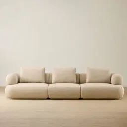 Elio Pearl Beige Fabric 3 Pieces Modular Sofa