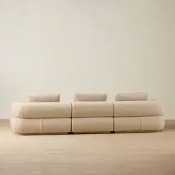 Elio Pearl Beige Fabric 3 Pieces Modular Sofa