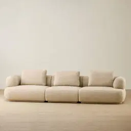 Elio Pearl Beige Fabric 3 Pieces Modular Sofa