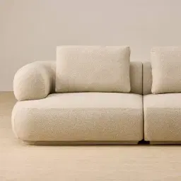 Elio Pearl Beige Fabric 3 Pieces Modular Sofa