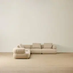 Elio Pearl Beige Fabric 6 Pieces Modular Corner Sofa with Ottoman Table and Left and Right Arm