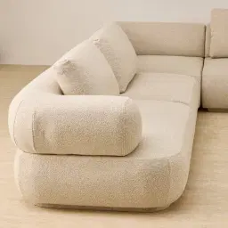 Elio Pearl Beige Fabric 5 Pieces Modular Corner Sofa