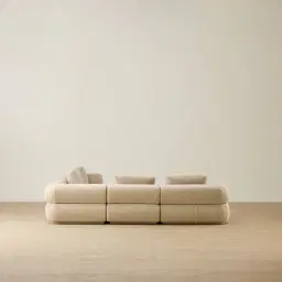 Elio Pearl Beige Fabric 5 Pieces Modular Corner Sofa