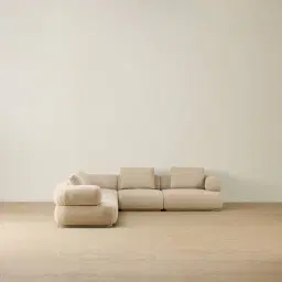 Elio Pearl Beige Fabric 5 Pieces Modular Corner Sofa