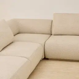 Elio Pearl Beige Fabric 5 Pieces Modular Corner Sofa