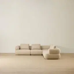 Elio Pearl Beige Fabric 5 Pieces Modular Corner Sofa