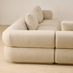 Elio Pearl Beige Fabric 5 Pieces Modular Corner Sofa