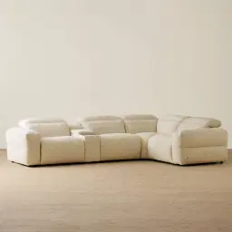 Mathias Pearl Beige Fabric 5 Pieces Modular Corner Dual Electric Recliner