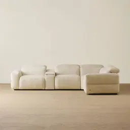 Mathias Pearl Beige Fabric 5 Pieces Modular Corner Dual Electric Recliner