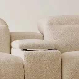 Mathias Pearl Beige Fabric 5 Pieces Modular Corner Dual Electric Recliner