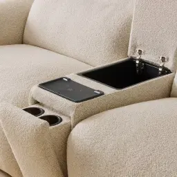Mathias Pearl Beige Fabric 2 Pieces Modular Dual Electric Recliner with Console
