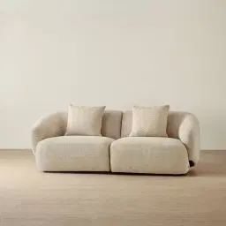 Willow II Mid Beige Woven Fabric 2 Pieces Modular Sofa