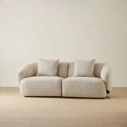 Willow II Mid Beige Woven Fabric 2 Pieces Modular Sofa