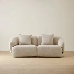 Willow II Mid Beige Woven Fabric 2 Pieces Modular Sofa