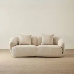 Willow II Mid Beige Woven Fabric 2 Pieces Modular Sofa