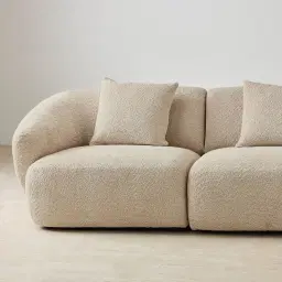 Willow II Mid Beige Woven Fabric 2 Pieces Modular Sofa