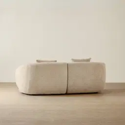Willow II Mid Beige Woven Fabric 2 Pieces Modular Sofa