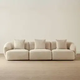 Willow II Mid Beige Woven Fabric 3 Pieces Modular Sofa