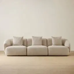 Willow II Mid Beige Woven Fabric 3 Pieces Modular Sofa